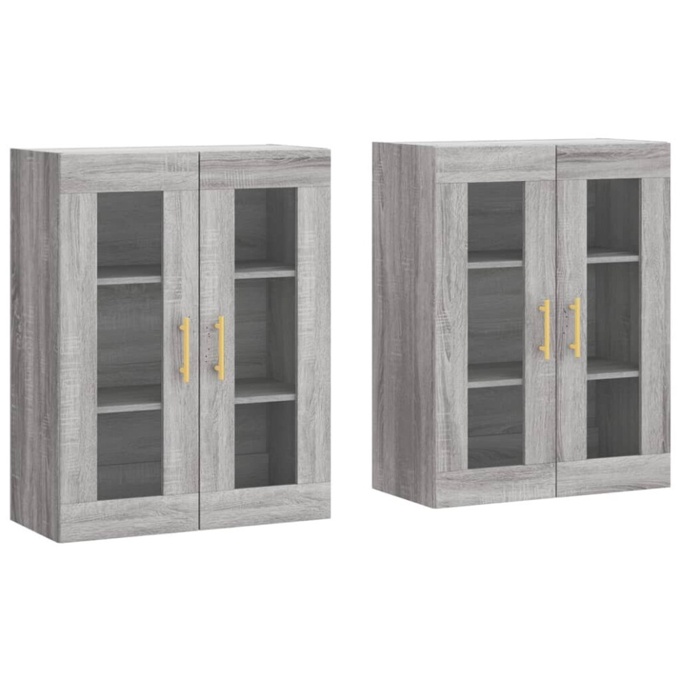 vidaXL Wall Mounted Cabinets Storage Cupboard2 pcs Grey Sonoma Engineered Wood