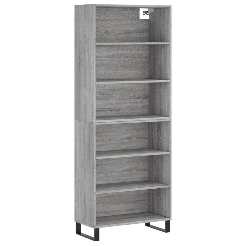 (grey sonoma, 3 shelves) vidaXL Highboard Sideboard Storage Cabinet High Gloss White Engineered Wood