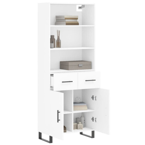 VidaXL (white, 2 doors 2 drawers) vidaXL Highboard Sideboard Storage Cabinet High Gloss White Engineered Wood 2