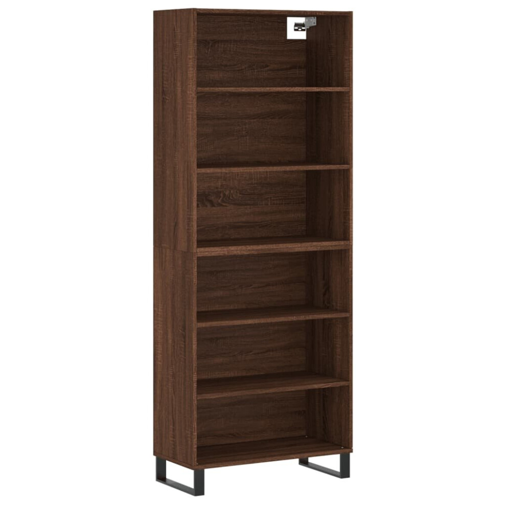 (brown oak, 3 shelves) vidaXL Highboard Sideboard Storage Cabinet High Gloss White Engineered Wood