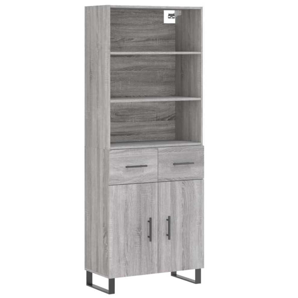 2 Door 2 Drawer 3 Shelf Sonoma Highboard - Size: 180 X 34 X 69.5Cm - Wilko Grey Vidaxl - Image 3