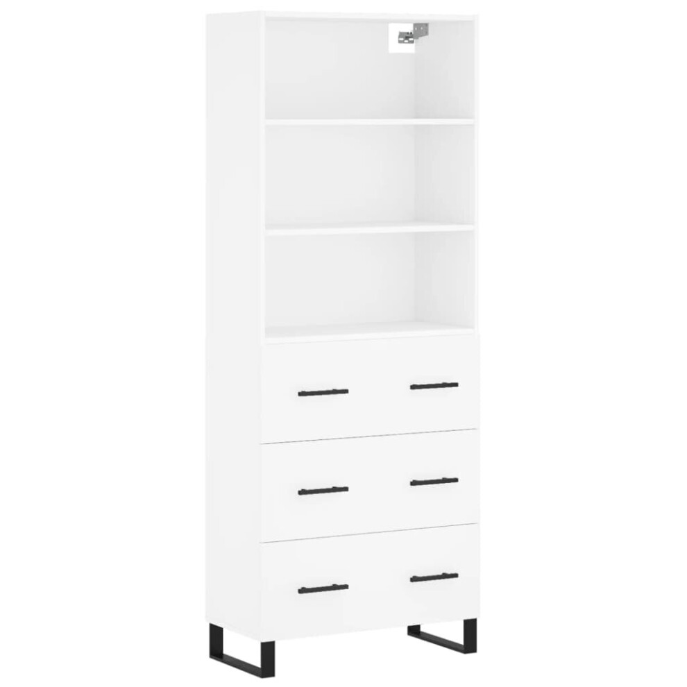 Vidaxl (, 3 Drawers) Highboard Sideboard Storage Cabinet High Gloss Engineered Wood White