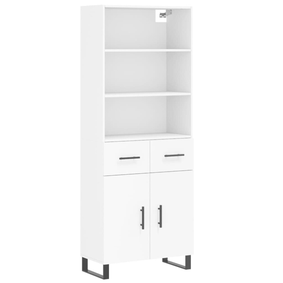 Vidaxl (, 2 Doors 2 Drawers) Highboard Sideboard Storage Cabinet High Gloss Engineered Wood White