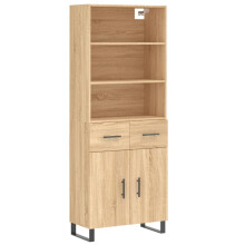 (sonoma oak, 2 doors 2 drawers) vidaXL Highboard Sideboard Storage Cabinet High Gloss White Engineered Wood