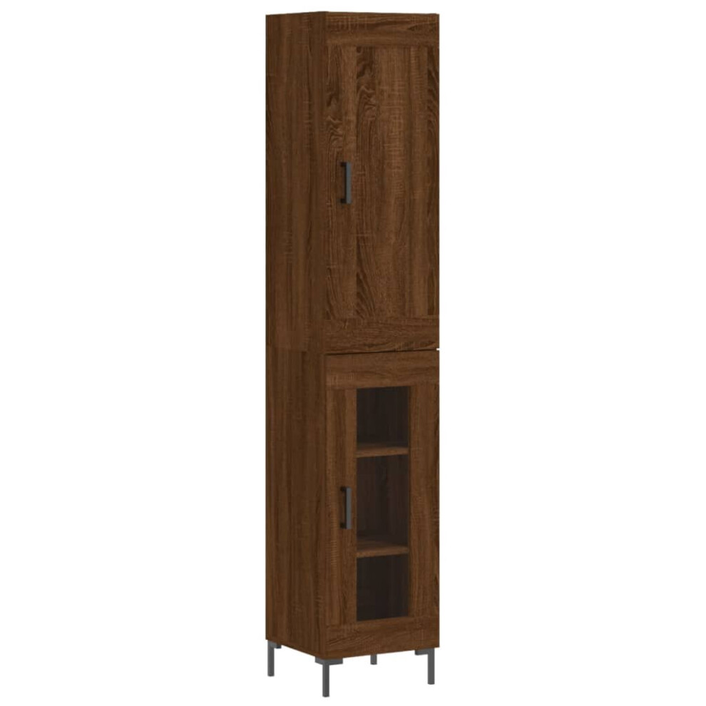 (brown oak, 1 glass door) vidaXL Highboard Sideboard Tall Storage Cabinet Side Cabinet Engineered Wood