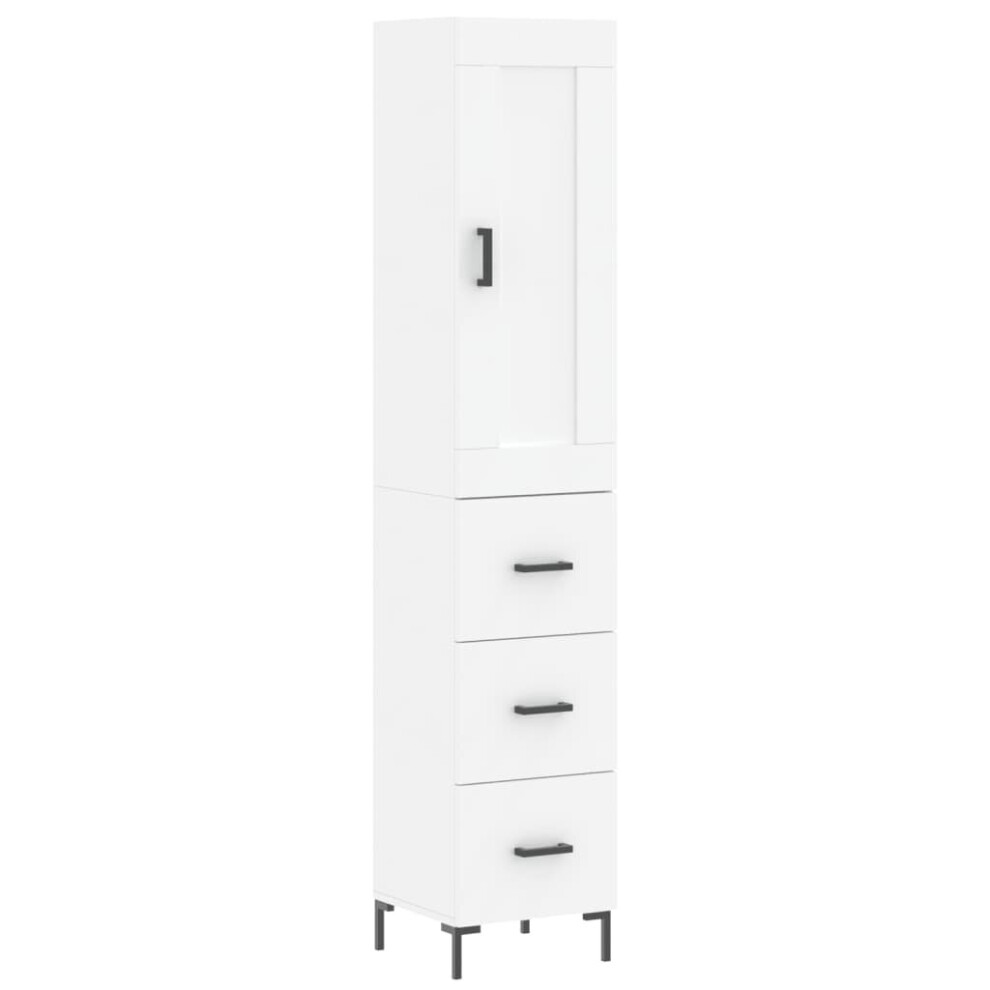 Vidaxl (, 3 Drawers) Highboard Sideboard Tall Storage Cabinet Side Cabinet Engineered Wood White