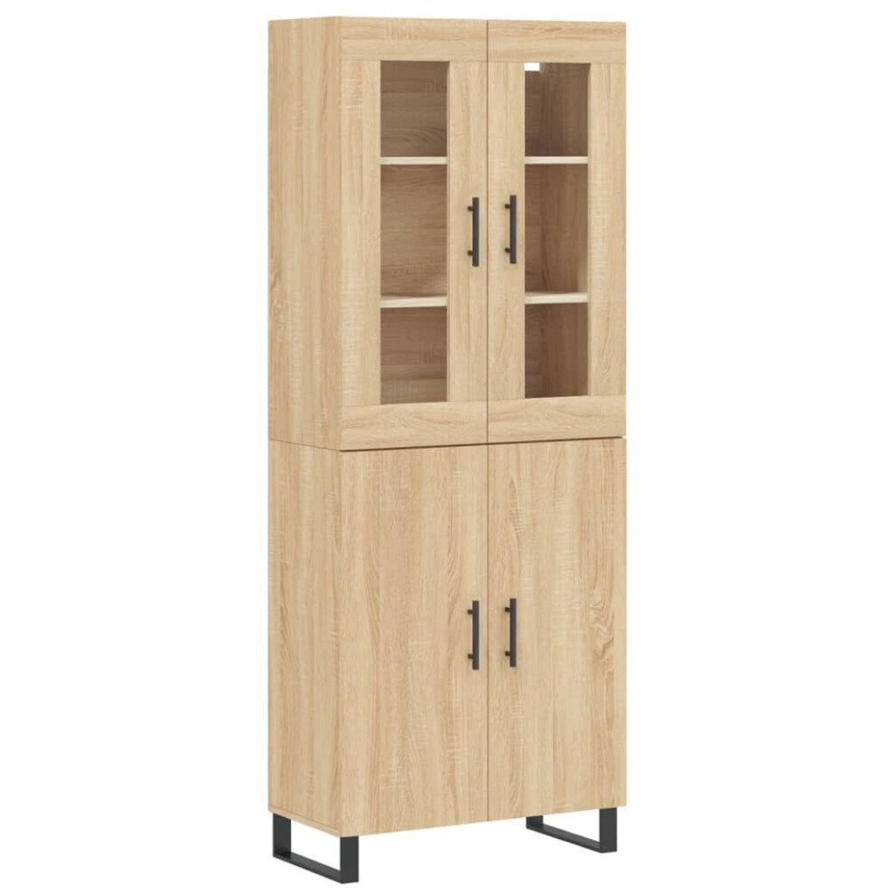 Vidaxl (Sonoma Oak, 2 Doors) Highboard Sideboard Cupboard Side Board Storage Cabinet Engineered Wood