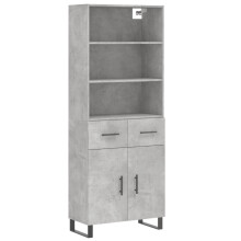 (concrete grey, 2 doors 2 drawers) vidaXL Highboard Sideboard Storage Cabinet High Gloss White Engineered Wood