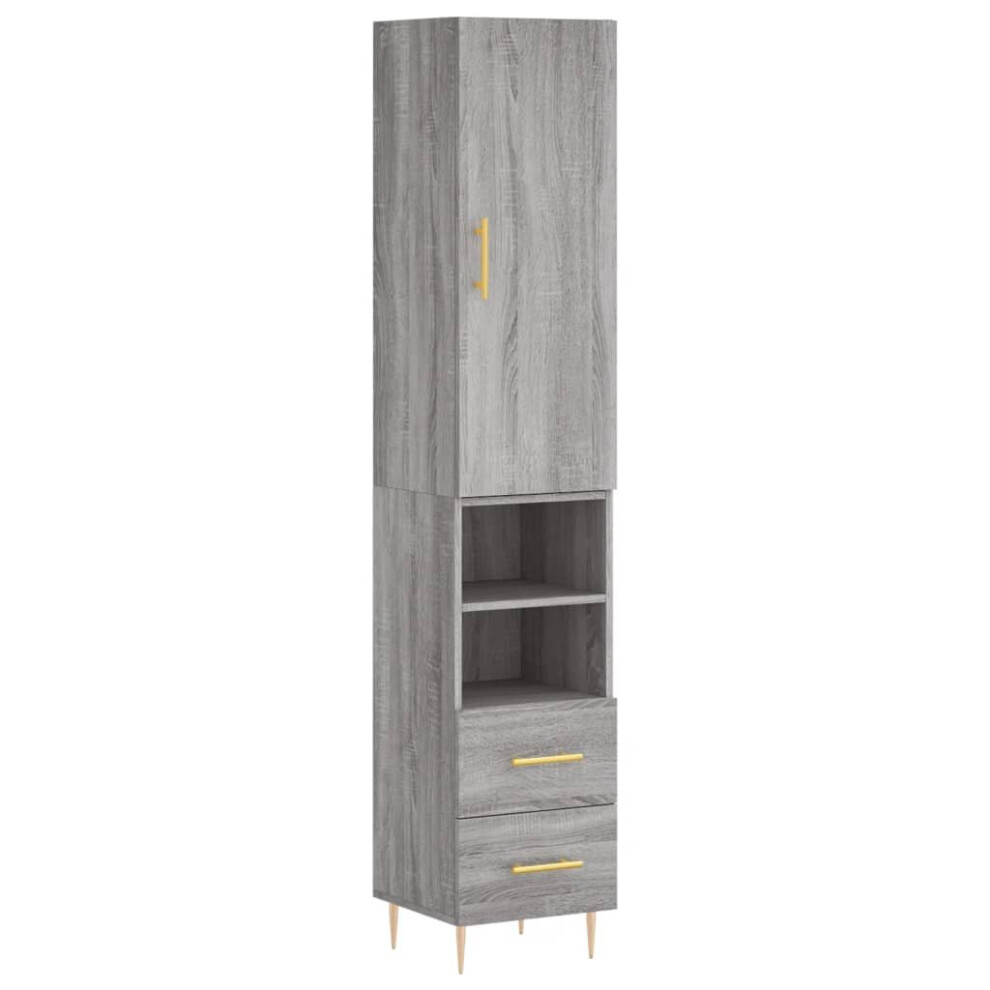 (grey sonoma, 2 drawers 2 shelves) vidaXL Highboard Sideboard Tall Storage Cabinet Side Cabinet Engineered Wood