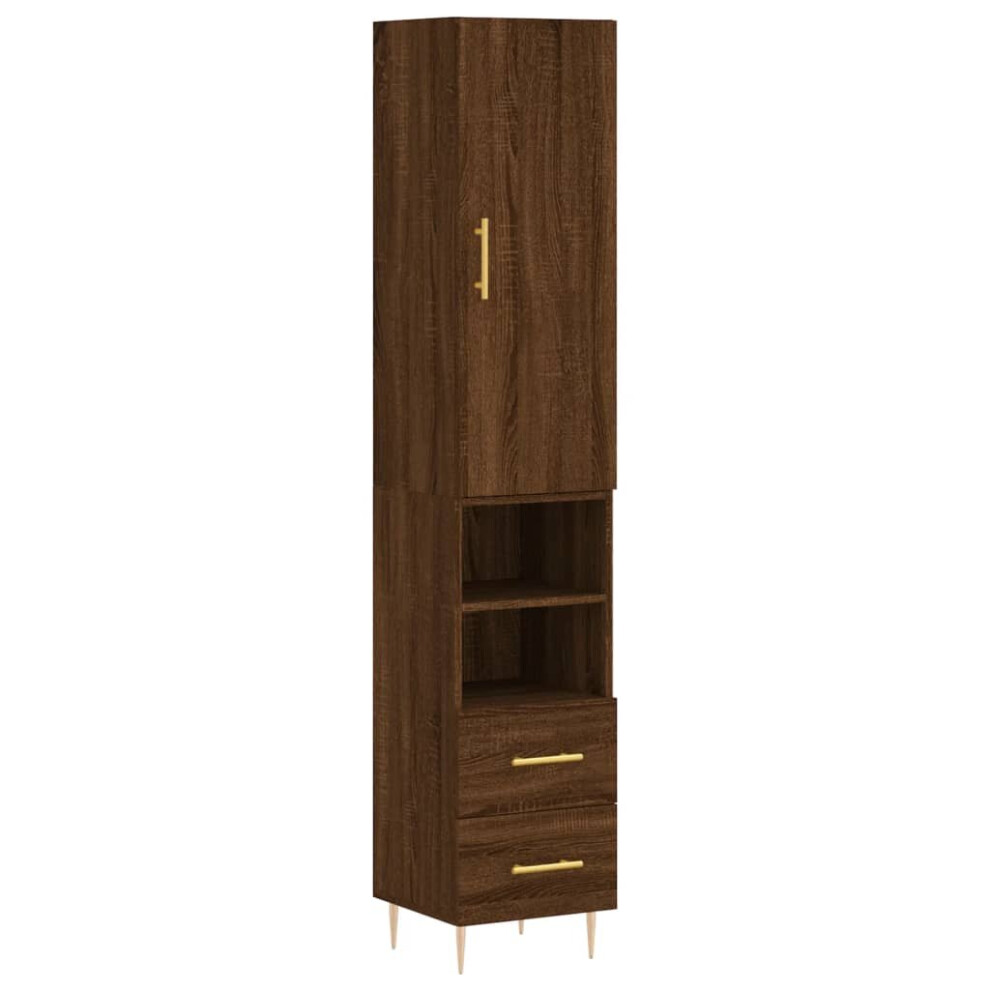 (brown oak, 2 drawers 2 shelves) vidaXL Highboard Sideboard Tall Storage Cabinet Side Cabinet Engineered Wood