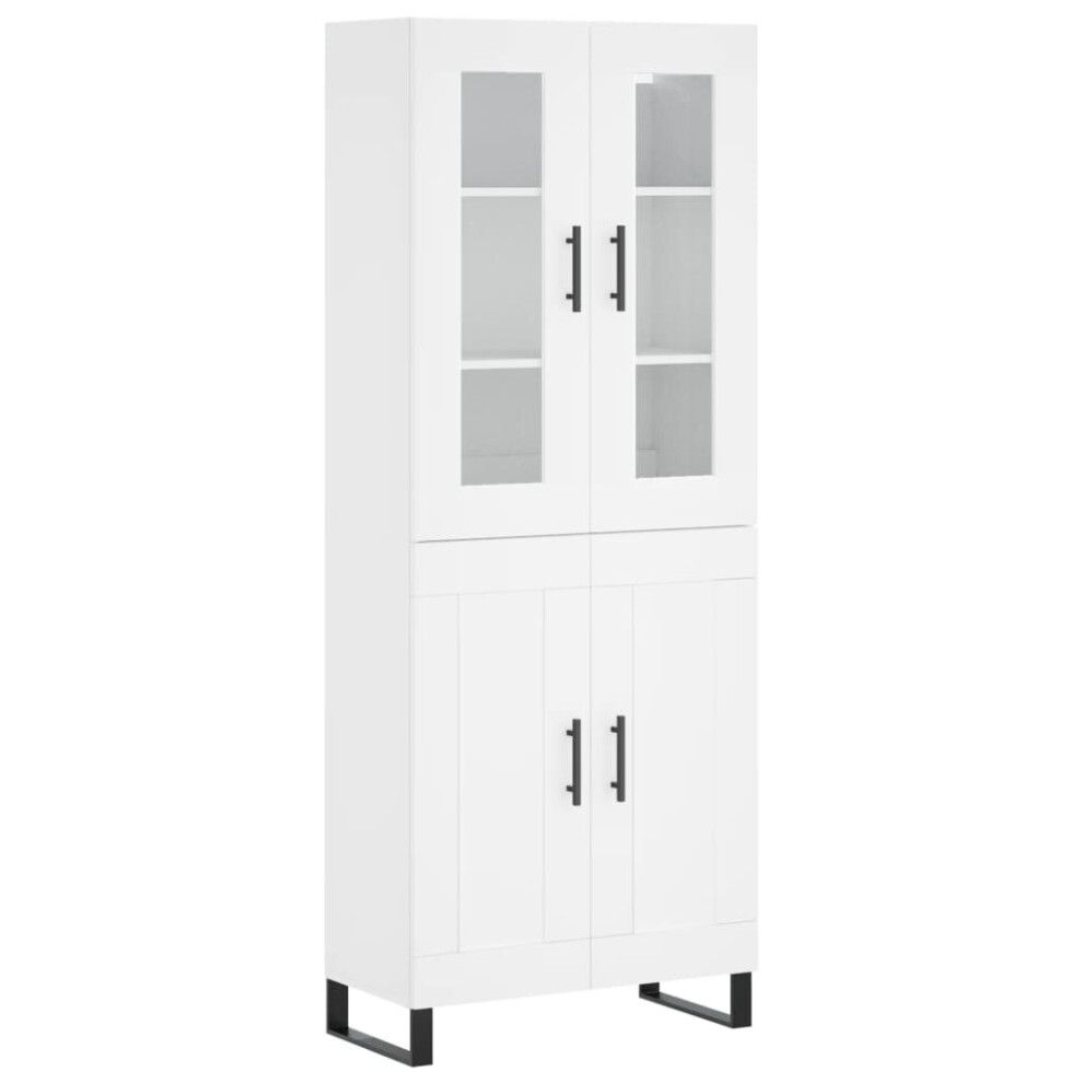 Vidaxl (, 2 Wood Doors) Highboard Sideboard Cupboard Side Board Storage Cabinet Engineered Wood White