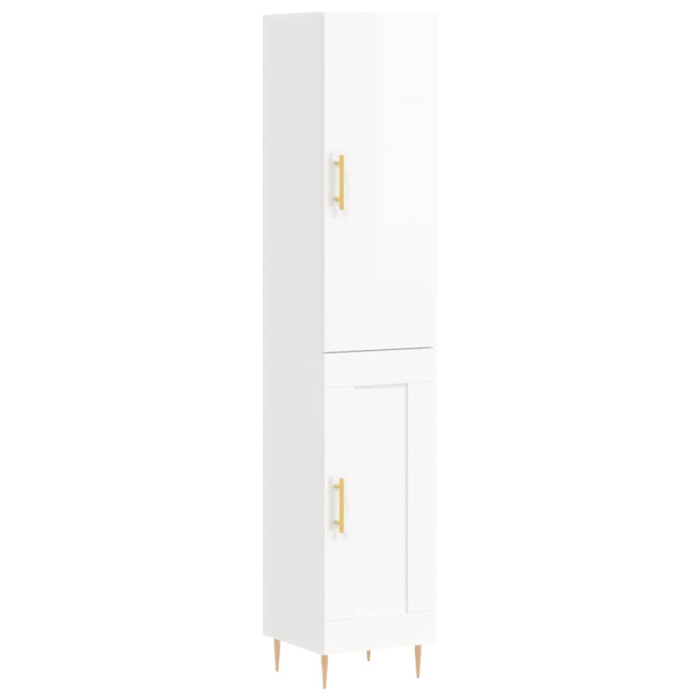 (high gloss white, 1 wood door) vidaXL Highboard Sideboard Tall Storage Cabinet Side Cabinet Engineered Wood