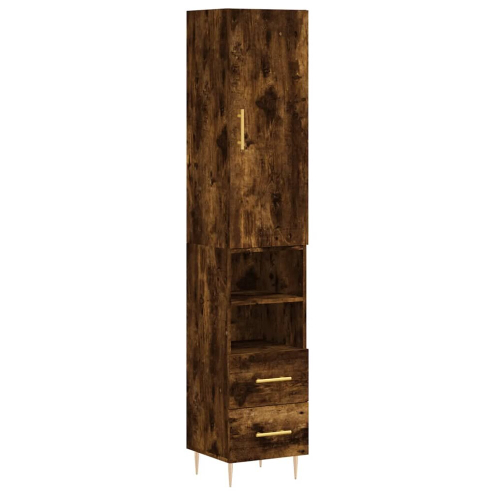 (smoked oak, 2 drawers 2 shelves) vidaXL Highboard Sideboard Tall Storage Cabinet Side Cabinet Engineered Wood