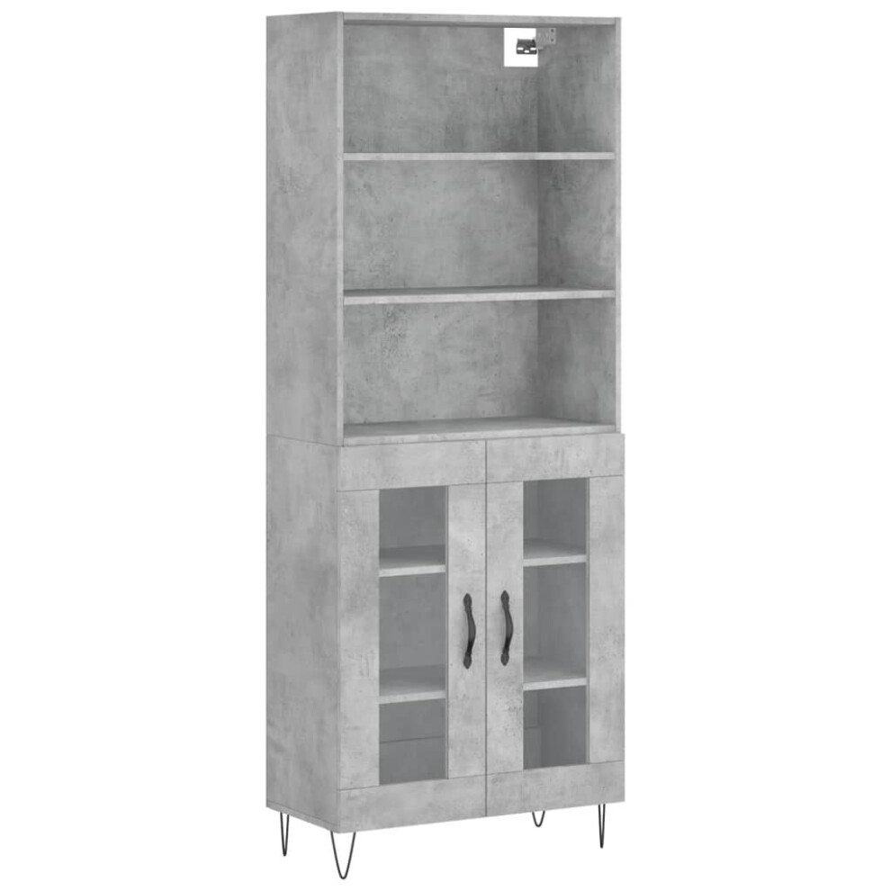 Vidaxl (Concrete Grey, 2 Glass Doors) Highboard Sideboard Cupboard Side Cabinet Grey Sonoma Engineered Wood