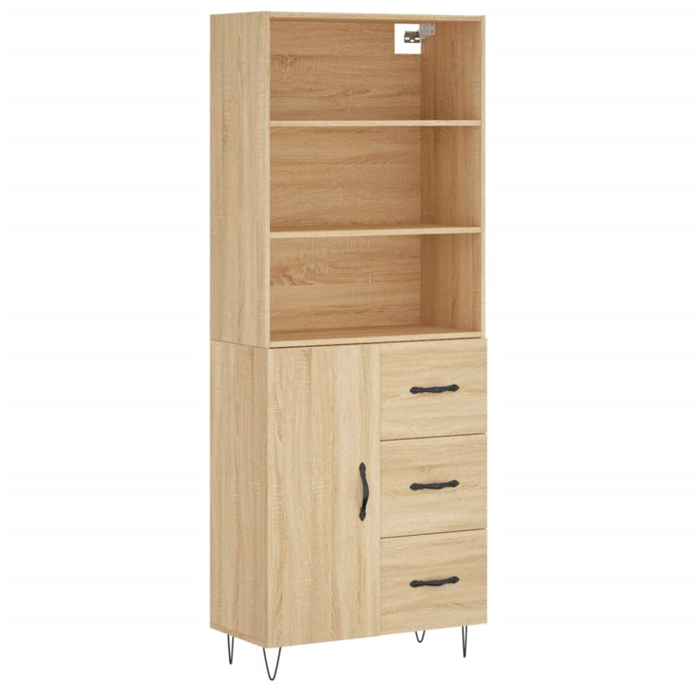 (sonoma oak, 1 door 3 drawers) vidaXL Highboard Sideboard Cupboard Side Cabinet Grey Sonoma Engineered Wood