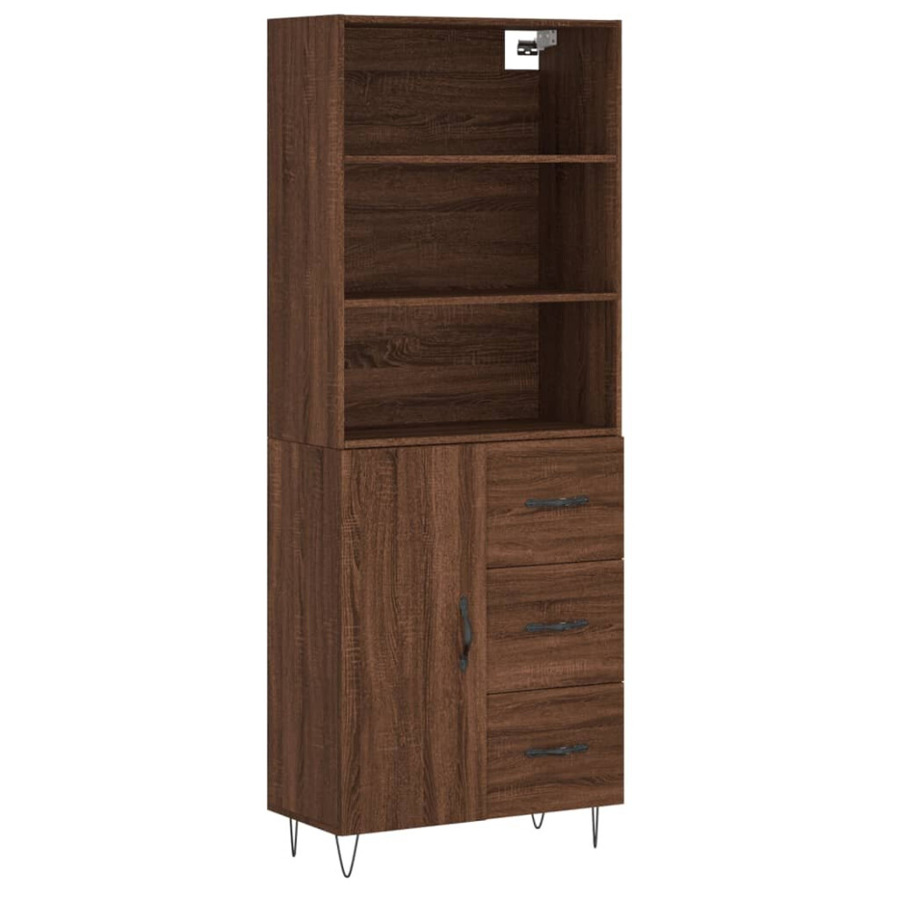 (brown oak, 1 door 3 drawers) vidaXL Highboard Sideboard Cupboard Side Cabinet Grey Sonoma Engineered Wood