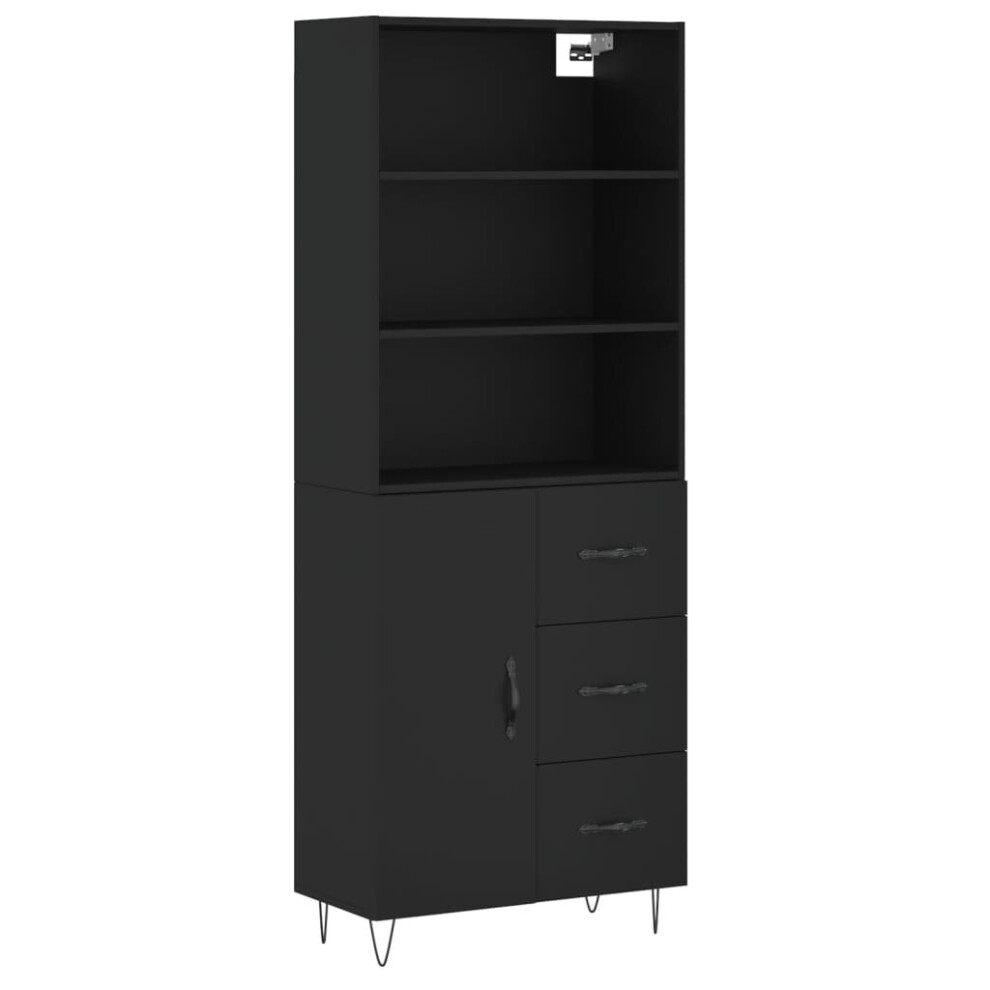Photos - Other Furniture VidaXL   Highboard Sideboard Cupboard Side Cabinet Grey Sonoma Engineered Wood Black,Grey (black, 1 door 3 drawers)