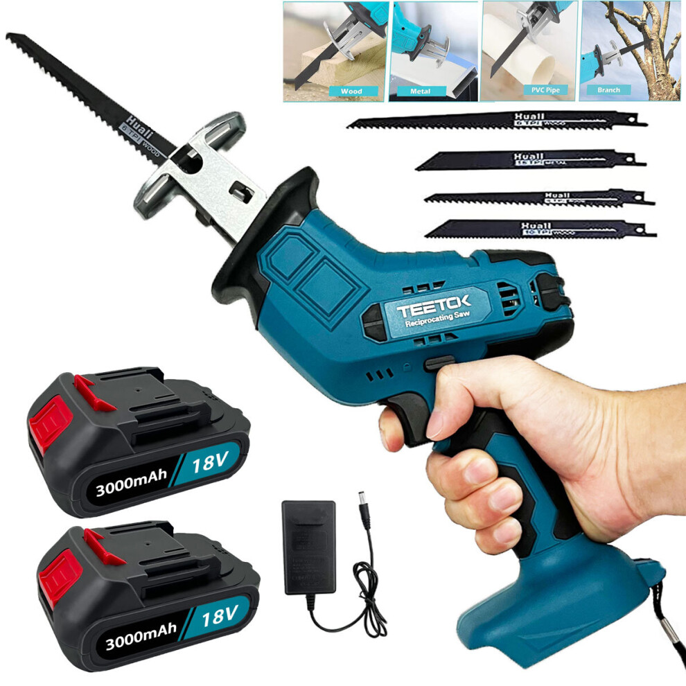 Electric Cordless Reciprocating Saw Saber Cutting Saw+2x3A Battery-Makita Compatible