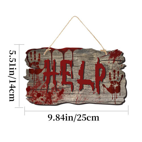 (C) Imitation Wooden Door Sign Bloody Handprint Hanging Signs on OnBuy