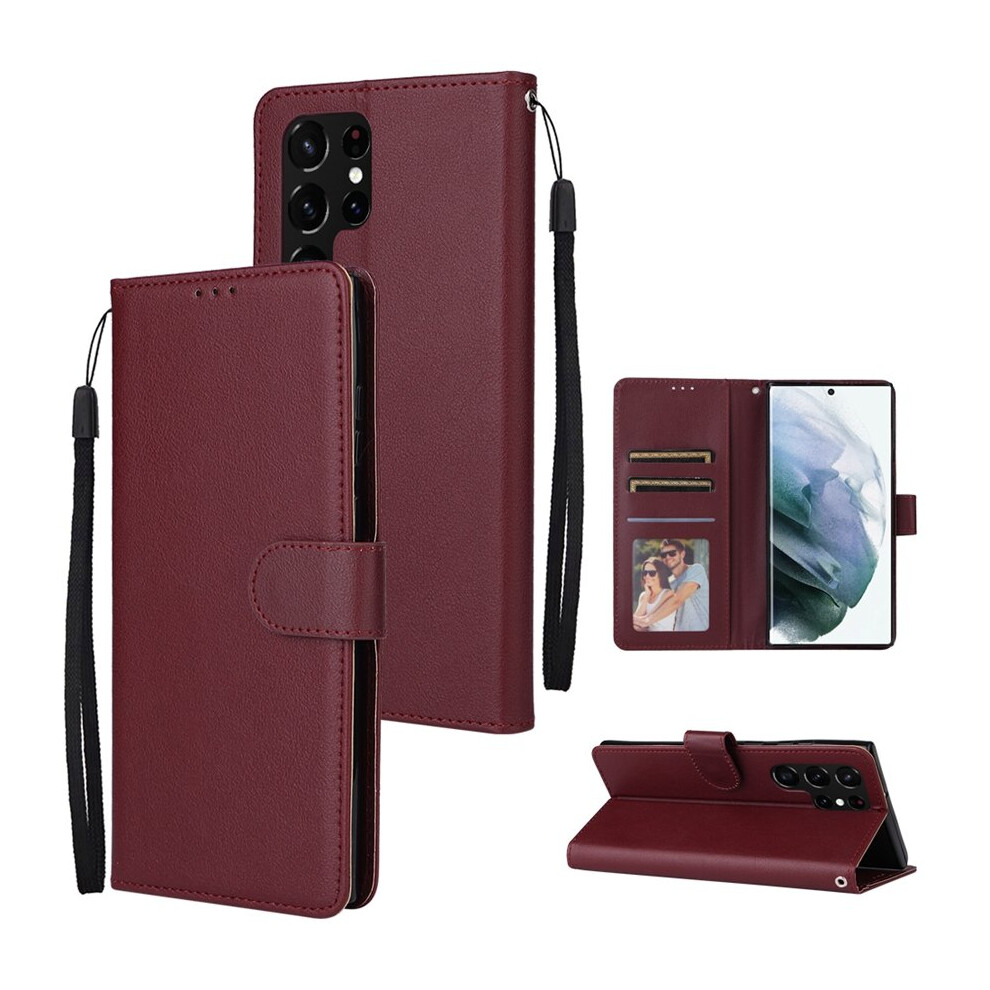 (Wine Red, Galaxy S20) Wallet Magnetic Flip Card Stand Leather Case For Samsung Galaxy S23 Ultra S22 Plus S21 FE S20 A12 A13 A14 A34 A51 A52 A53 A54