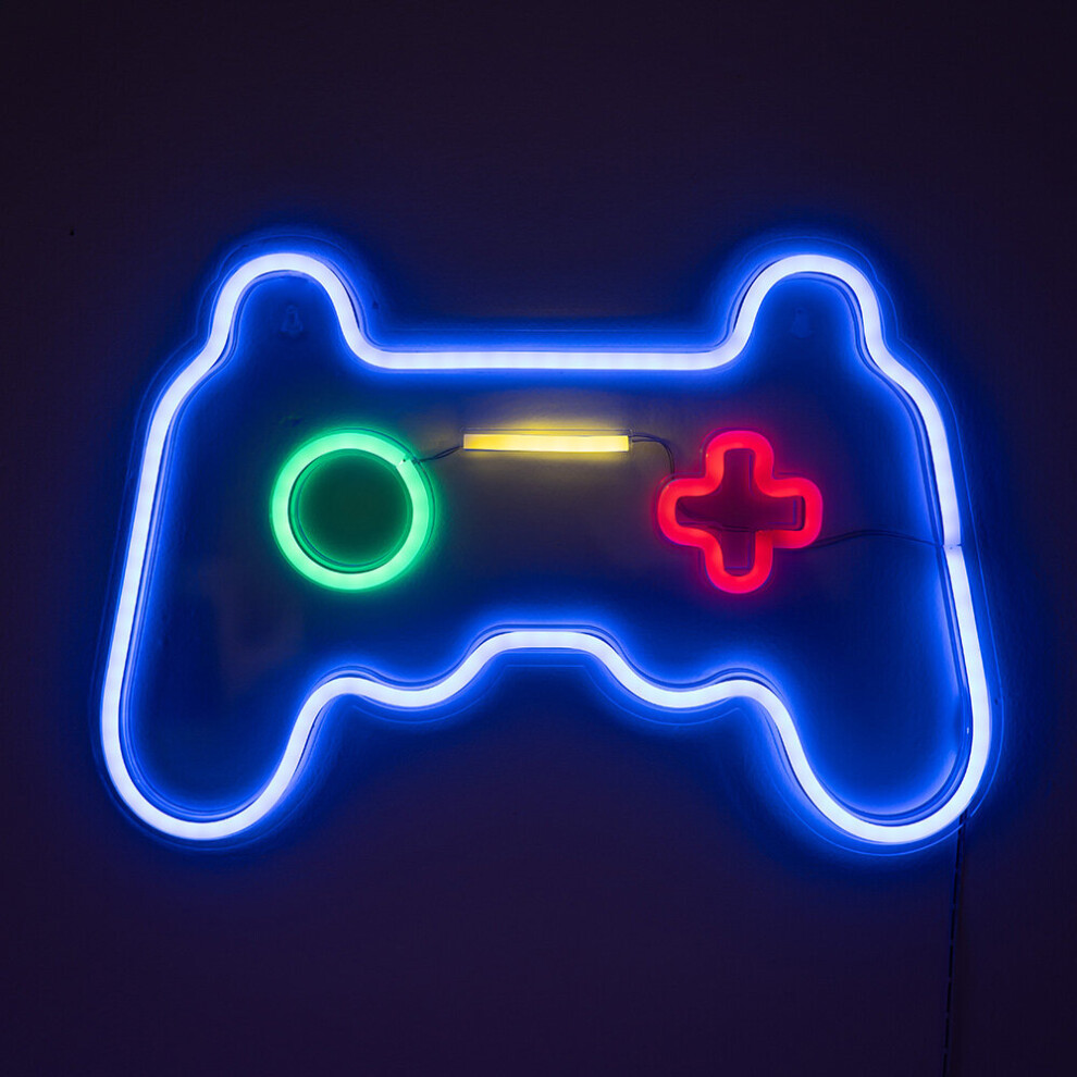 Games Controller Neon Blue Light Decoration