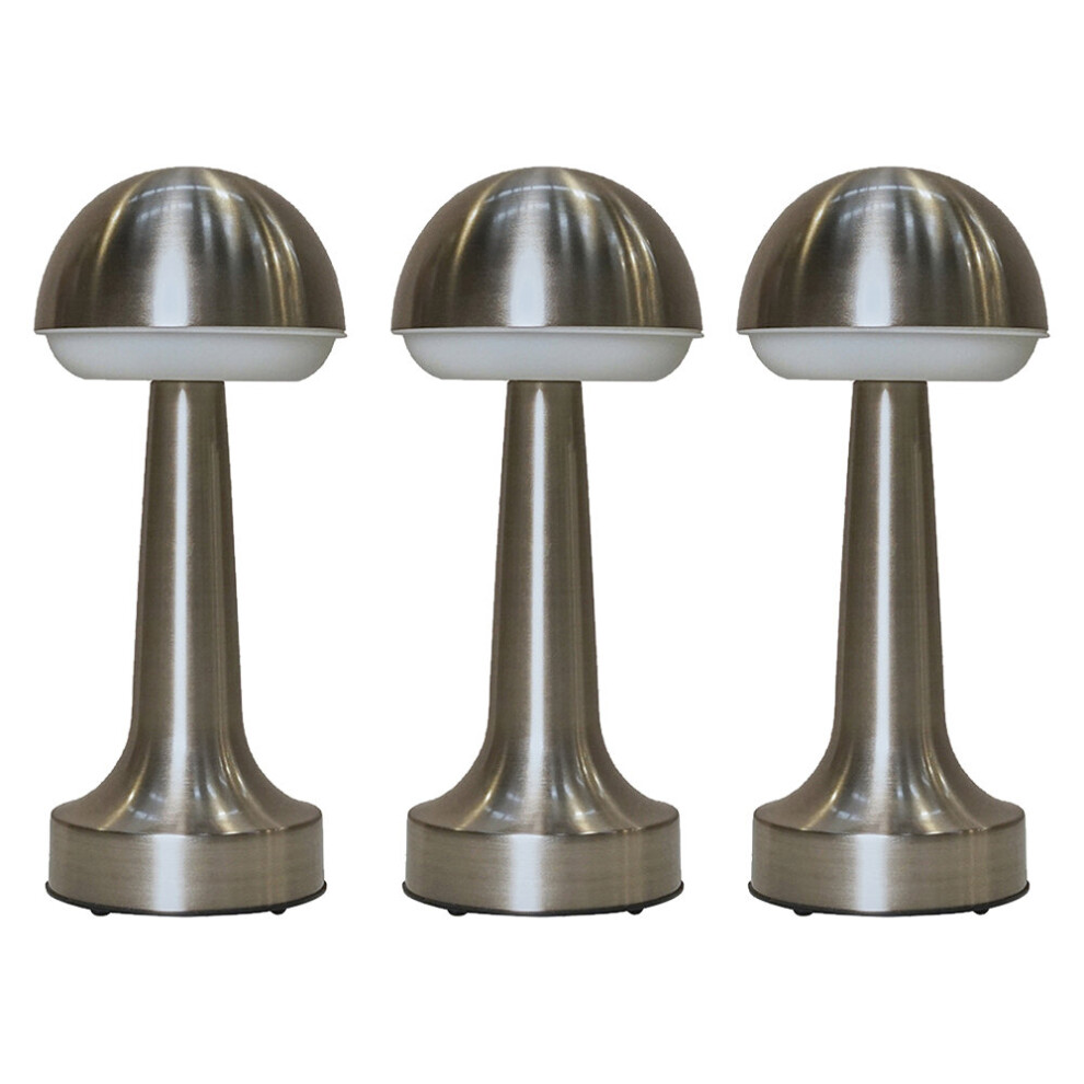 3 Pack Satin Nickel Outdoor Table Lamp