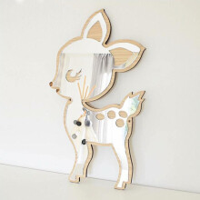 Animals Creative Wood Acrylic Wall Mirror with Wooden Frame Rope Hanging Home Art Wall Decoration Baby Room