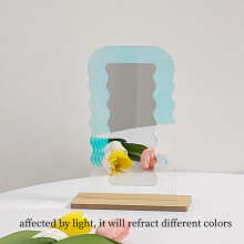 Irregular Flower Mirror Acrylic Makeup Mirror Wall Hanging Decorative Mirror for Dormitory Bedroom Desktop Ornament tray