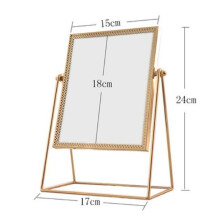 Retro Light European metal makeup mirror home desktop home square round Decorative Mirrors WF