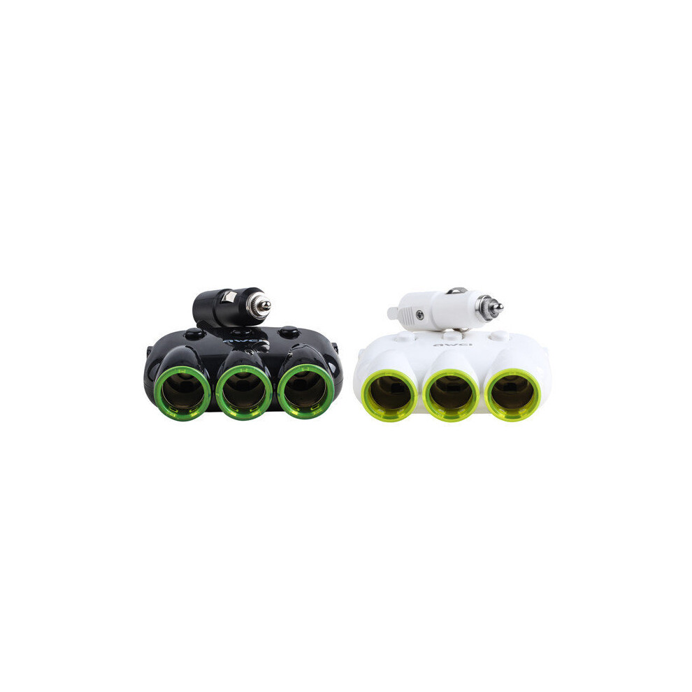 Awei C-3S 120W 3 Way Charger Socket Splitter Car Charger Cigarette Lighter Adapter 711707193772