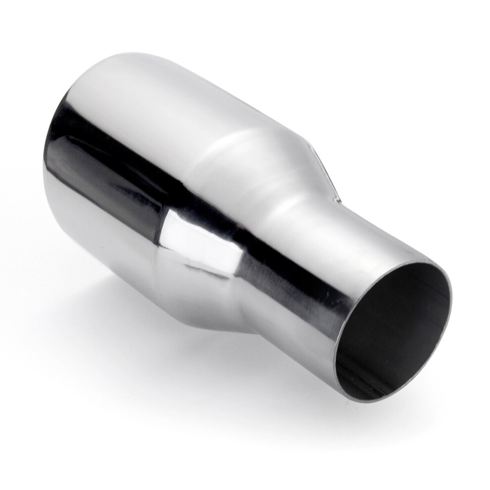 Universal Stainless Steel Exhaust Muffler Double Wall Round Slant 2.25 Inch Inelt 3.5 Inch Outlet 6900619196733