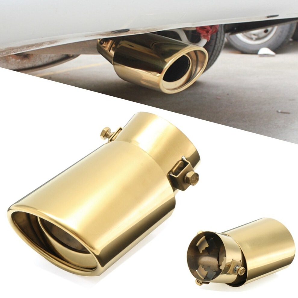 Universal 63Mm Inlet Exhaust Muffler Tip Silencer Auto Stainless Steel Gold 712662911050