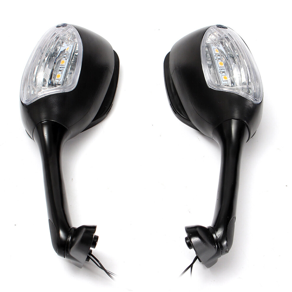 Pair Led Turn Signal Rear View Mirrors For Suzuki Gsxr600 Gsxr750 Gsxr1000 Black 743519603828