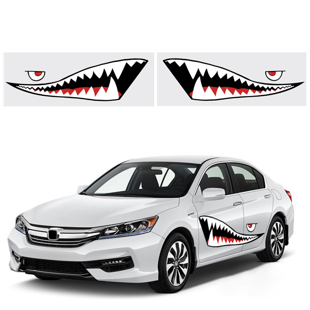 1 Pair 59'' Shark Mouth Tooth Teeth Sticker Pvc Exterior Decal For Car Side Door 784551131931