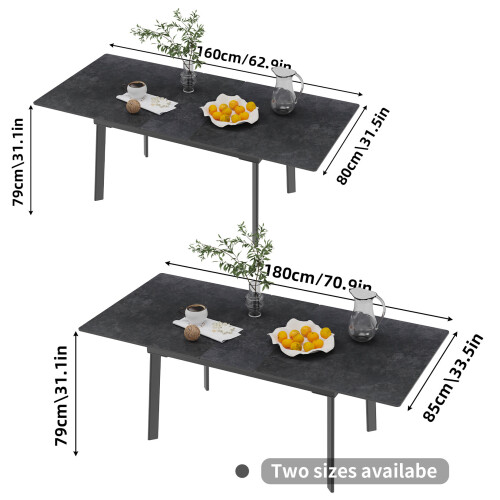 (Grey) Modern Rectangle Sintered Stone Dining Table 1