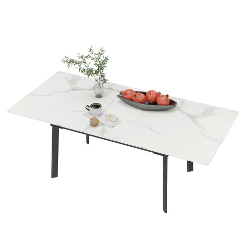 (White) Modern Rectangle Sintered Stone Dining Table