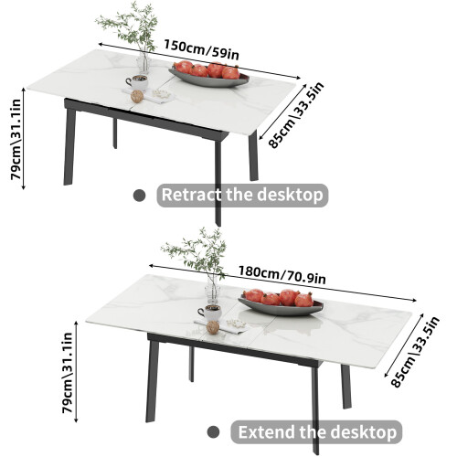(White) Modern Rectangle Sintered Stone Dining Table 2