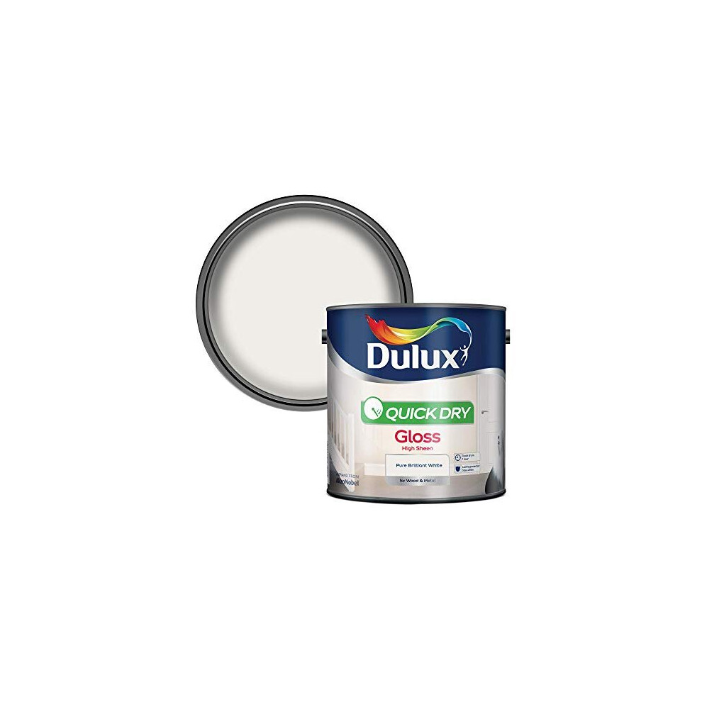 Dulux Quick Dry Gloss Paint For Wood And Metal - Pure Brilliant White 2. 5 Litres