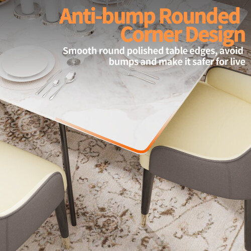 (Off White) Modern Rectangle Sintered Stone Dining Table 2