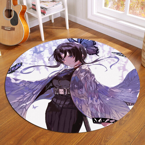 Home Designs Demon Slayer Anime Rug Kochou Shinobu Rugs for Bedroom ...