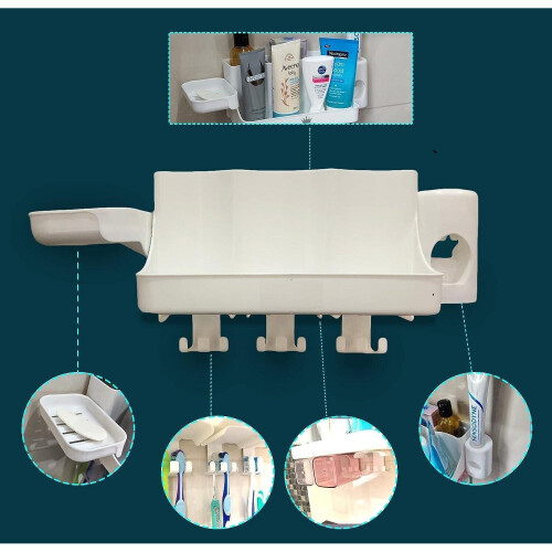 MantraRaj Wall-Mounted Toothbrush Holder & Automatic Toothpaste Dispenser With Soap Holder 2