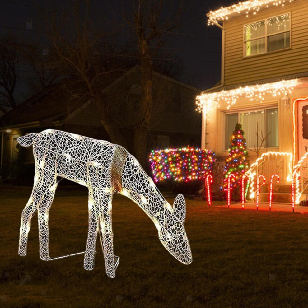 Flemye (M) Christmas Reindeer Outdoor Landscape Lights Xmas Decor Glittering Elk Iron