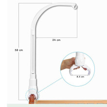 baby bed bell holder, mobile holder for babies, mobile linkage for baby bed, hanging arm holder mobile linkage