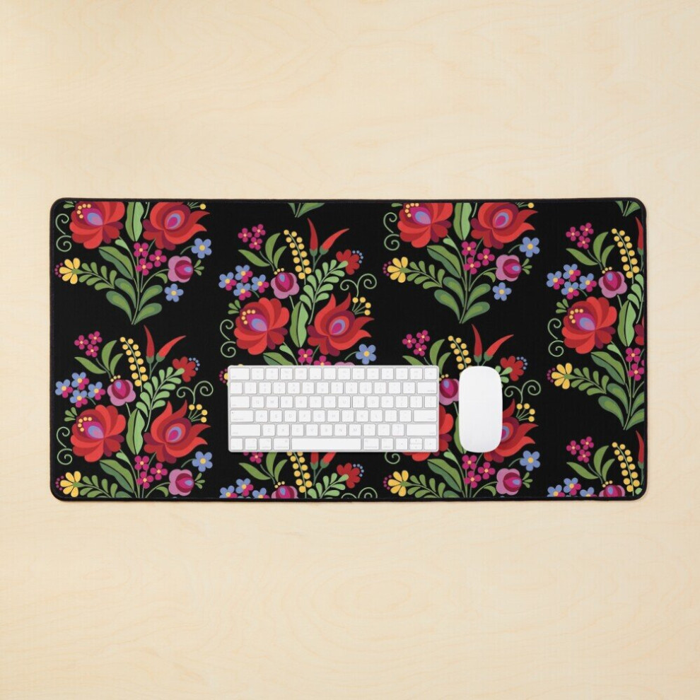 Desk Mat Hungarian Folk Design Peppers On Large Gaming Mouse Pad 35X16 Inch Red/Black 7802738367539