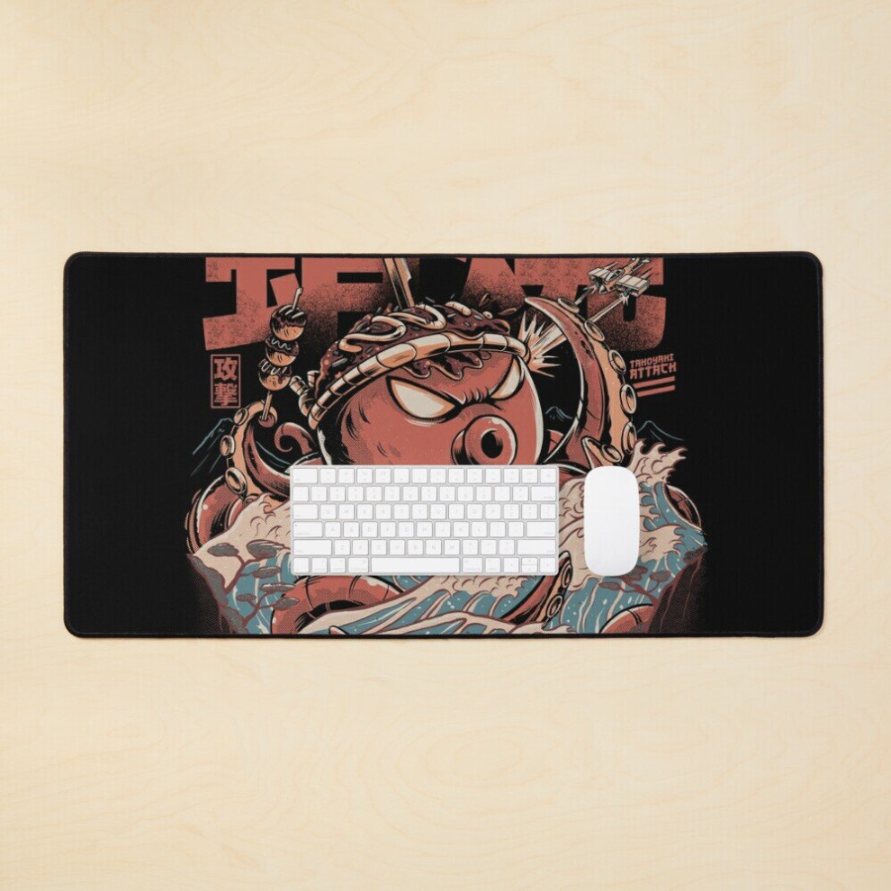 Desk Mat Takoyaki Attack Version Large Gaming Mouse Pad 35X16 Inch Black 7802738378641