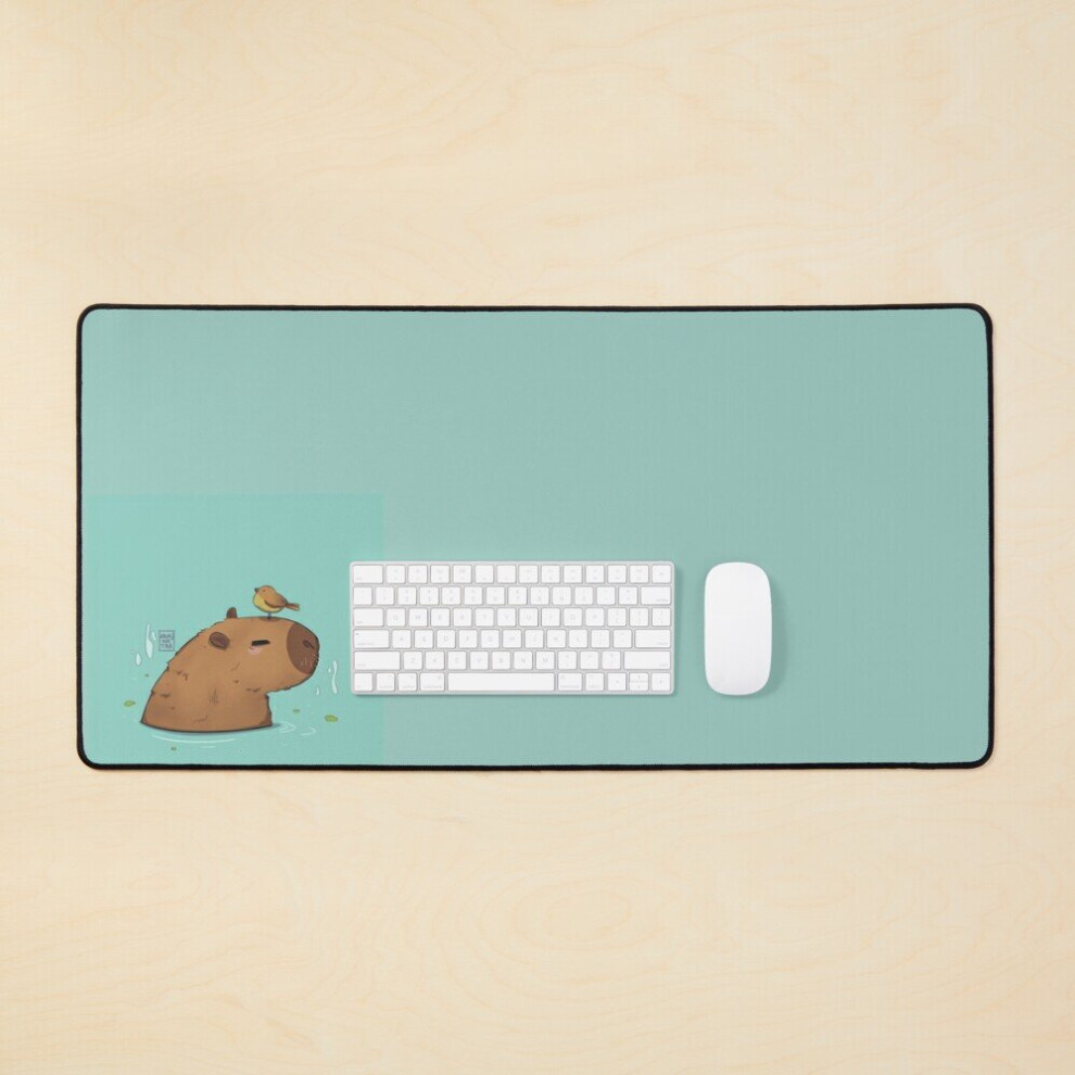 Desk Mat Capybara Chill With A Bird Large Gaming Mouse Pad 35X16 Inch 7802738408768
