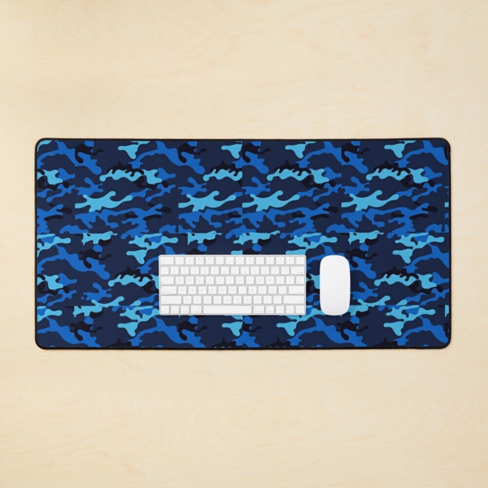 Desk Mat Camouflage Large Gaming Mouse Pad 35X16 Inch Blue 7802738371437