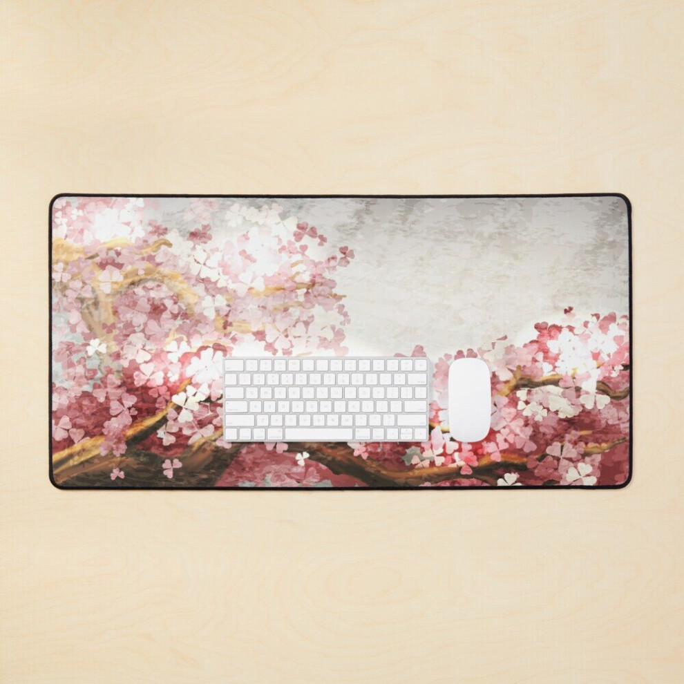 Desk Mat Japanese Sakura Hanami Extended Extra Large Gaming/Office Desk Pad Mouse Mat Large Gaming Mouse Pad 35X16 Inch 7802738331325