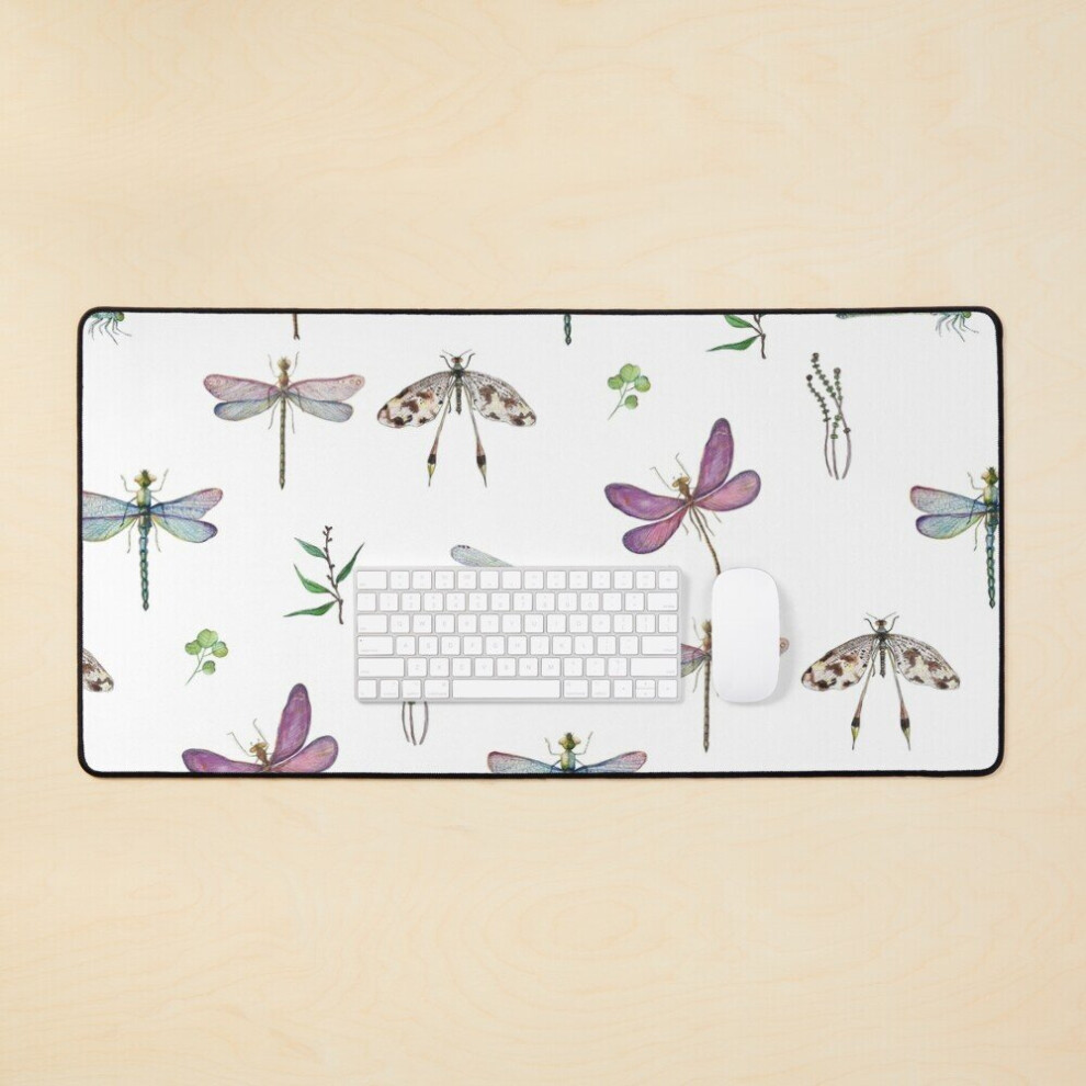 Desk Mat Watercolour Dragonflies Large Gaming Mouse Pad 35X16 Inch 7802738389517