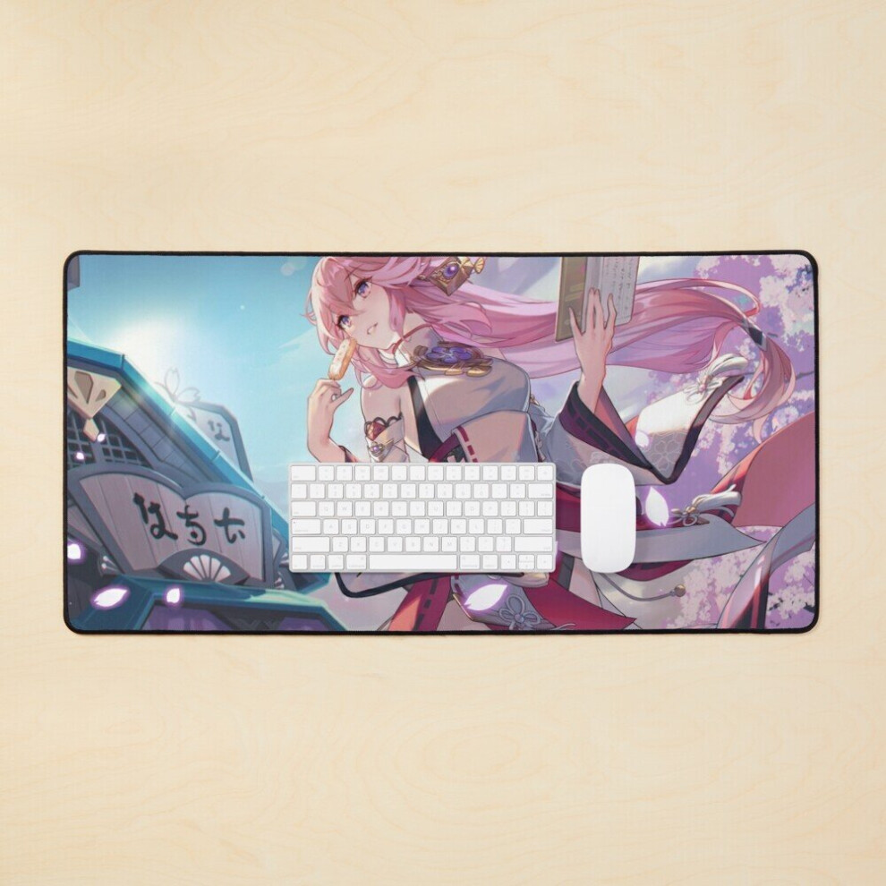 Desk Mat Yae Miko - Genshin Impact Large Gaming Mouse Pad 35X16 Inch 7802738389869